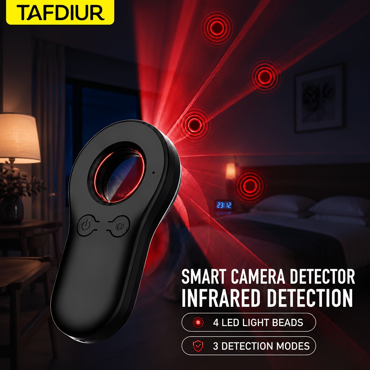 Home Security Front Door Camera - Tafdiur, detector de cámaras ocultas multifuncional,